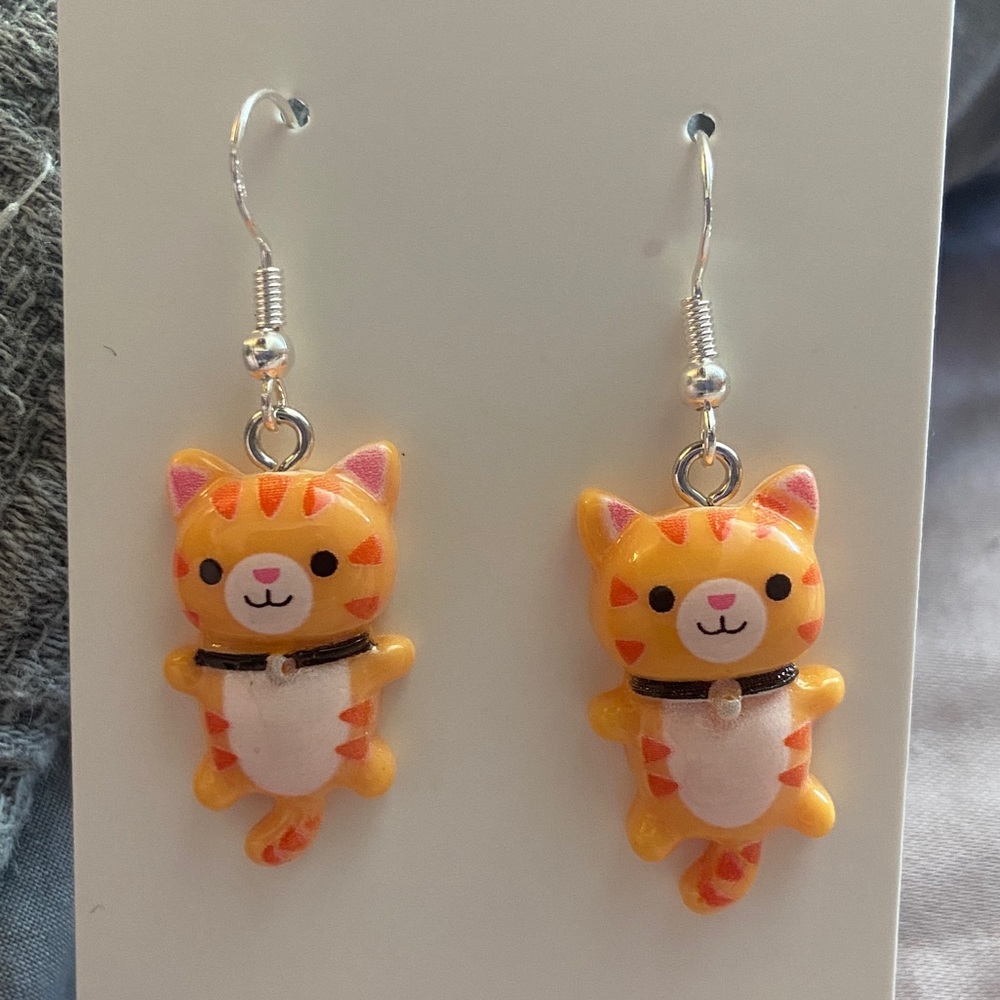 Orange Cat Earrings